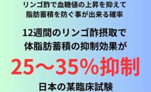 リンゴ酢で血糖値の上昇を抑えて脂肪蓄積を防ぐ事が出来る確率