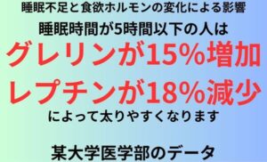 睡眠不足と食欲ホルモンの変化による影響