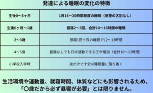 発達による睡眠の変化の特徴