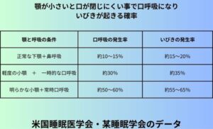 顎が小さいと口が閉じにくい事で口呼吸になりいびきが起きる確率