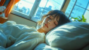 早起きしている女性