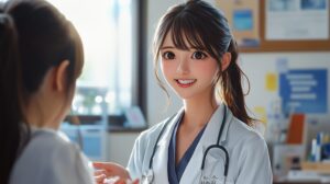 診察している女性